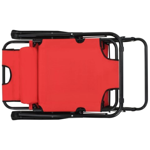  Składane leżaki z podnóżkiem, 2 szt., stalowe, czerwone Lumarko!