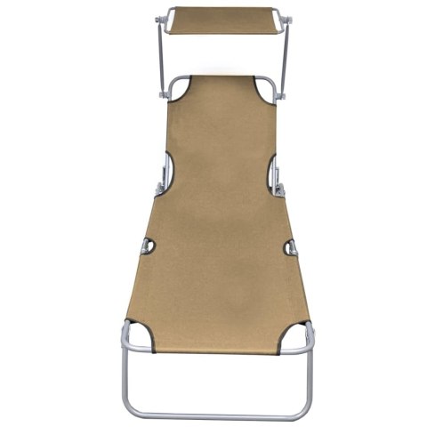  Składany leżak z daszkiem, stalowy, taupe Lumarko!