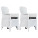  Krzesła ogrodowe z poduszkami, 2 szt., białe, plastikowe Lumarko!