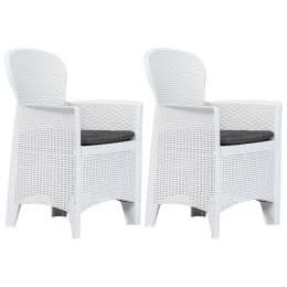  Krzesła ogrodowe z poduszkami, 2 szt., białe, plastikowe Lumarko!