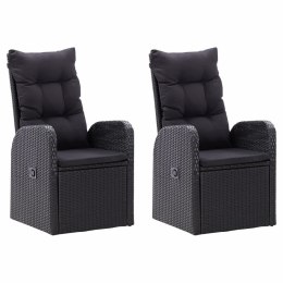  Rozkładane krzesła z poduszkami, 2 szt., polirattan, czarne Lumarko!