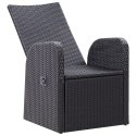  Rozkładane krzesła z poduszkami, 2 szt., polirattan, czarne Lumarko!