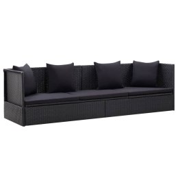  Sofa ogrodowa z poduszkami, polirattan, czarna Lumarko!