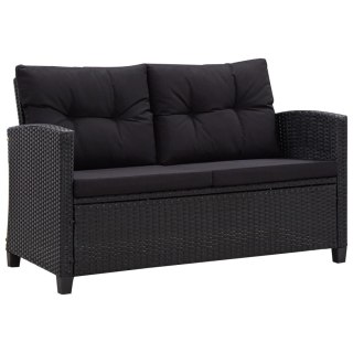  2-osobowa sofa ogrodowa z poduszkami, czarna, 124 cm, rattan PE Lumarko!