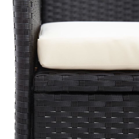  Dwuosobowa ławka ogrodowa ze stolikiem 143 cm rattan PE, czarna Lumarko!