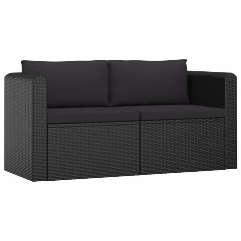  2-częściowa sofa ogrodowa, z poduszkami, polirattan, czarna Lumarko!