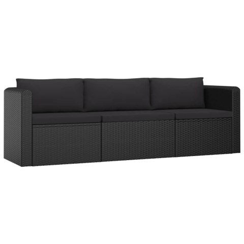  3-częściowa sofa ogrodowa, poduszki, rattan PE, czarny Lumarko!