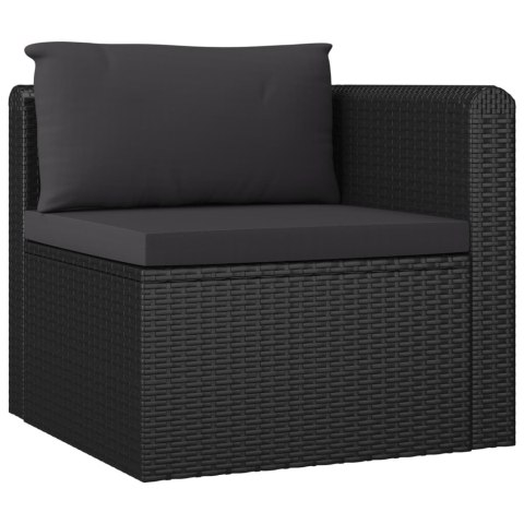  3-częściowa sofa ogrodowa, poduszki, rattan PE, czarny Lumarko!
