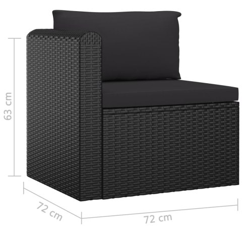  3-częściowa sofa ogrodowa, poduszki, rattan PE, czarny Lumarko!