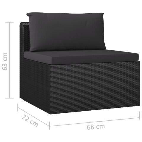  3-częściowa sofa ogrodowa, poduszki, rattan PE, czarny Lumarko!