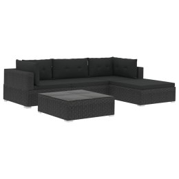  5-częściowy zestaw mebli do ogrodu, poduszki, rattan PE, czarny Lumarko!