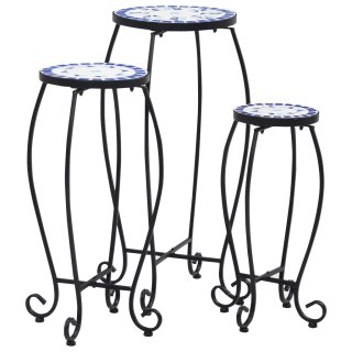  Stoliki mozaikowe, 3 szt., niebiesko-białe, ceramika Lumarko!