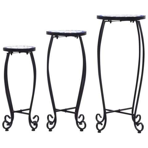  Stoliki mozaikowe, 3 szt., niebiesko-białe, ceramika Lumarko!