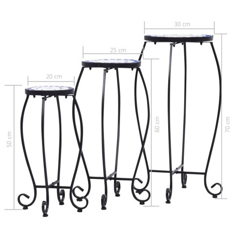  Stoliki mozaikowe, 3 szt., niebiesko-białe, ceramika Lumarko!