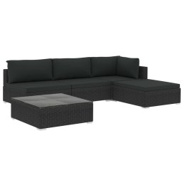  5-cz. zestaw mebli do ogrodu, poduszki, rattan PE, czarny Lumarko!