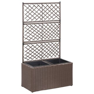  Donica z kratką i 2 wkładami, 58x30x107 cm, polirattan, brązowa Lumarko!