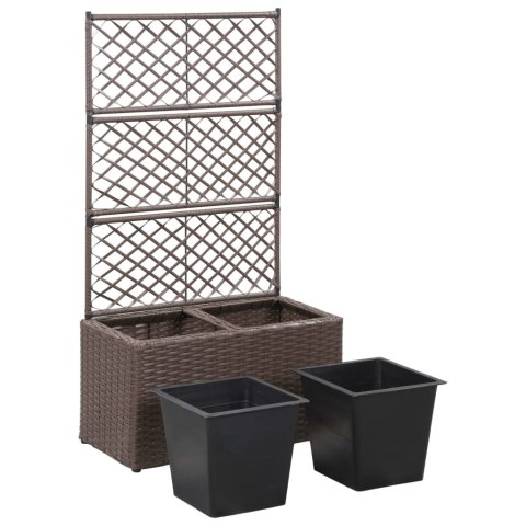  Donica z kratką i 2 wkładami, 58x30x107 cm, polirattan, brązowa Lumarko!