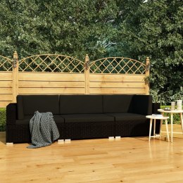  3-częściowa sofa ogrodowa z poduszkami, rattan PE, czarna Lumarko!