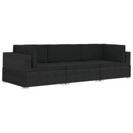  3-częściowa sofa ogrodowa z poduszkami, rattan PE, czarna Lumarko!