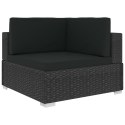  3-częściowa sofa ogrodowa z poduszkami, rattan PE, czarna Lumarko!