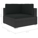  3-częściowa sofa ogrodowa z poduszkami, rattan PE, czarna Lumarko!