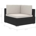  4-częściowa sofa ogrodowa, poduszki, rattan PE, czarna Lumarko!