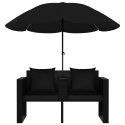  Łóżko ogrodowe z parasolem, polirattan, czarne Lumarko!