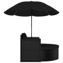 Łóżko ogrodowe z parasolem, polirattan, czarne Lumarko!