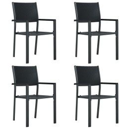  Krzesła ogrodowe, 4 szt., czarne, plastik stylizowany na rattan Lumarko!
