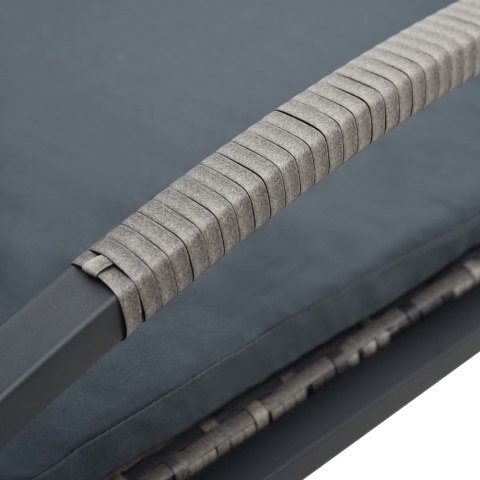  Leżak ogrodowy z poduszką i kółkami, polirattan, antracytowy Lumarko!