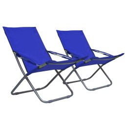  Składane krzesła plażowe, 2 szt., tkanina, niebieskie Lumarko!