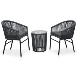  3-cz. zestaw mebli bistro z poduszkami, rattan PVC, antracyt Lumarko!