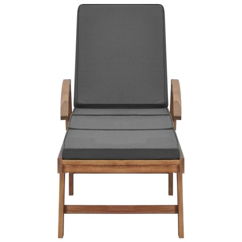  Leżak z poduszką, lite drewno tekowe, ciemnoszary Lumarko!