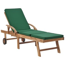  Leżak z poduszką, lite drewno tekowe, zielony Lumarko!