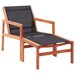  Krzesło ogrodowe z podnóżkiem, eukaliptus i textilene Lumarko!