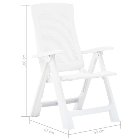  Rozkładane krzesła do ogrodu, 2 szt., plastikowe, białe Lumarko!