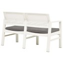  2-os. ławka ogrodowa z poduszkami, 120 cm, plastik, biała Lumarko!