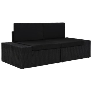  Sofa modułowa 2-osobowa, rattan PE, czarna Lumarko!