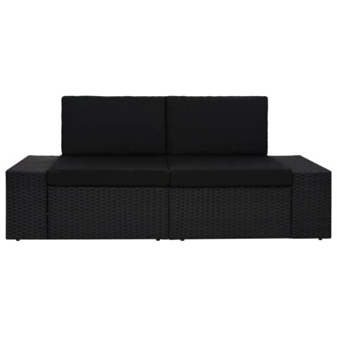  Sofa modułowa 2-osobowa, rattan PE, czarna Lumarko!