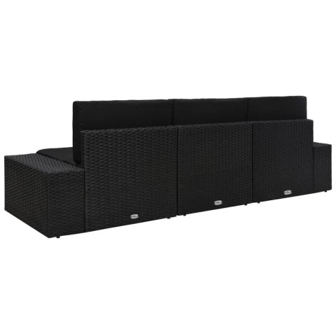  Sofa modułowa 3-osobowa, rattan PE, czarna Lumarko!