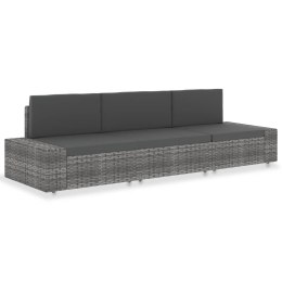  Sofa modułowa 3-osobowa, rattan PE, szara Lumarko!