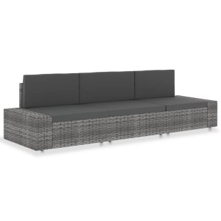  Sofa modułowa 3-osobowa, rattan PE, szara Lumarko!