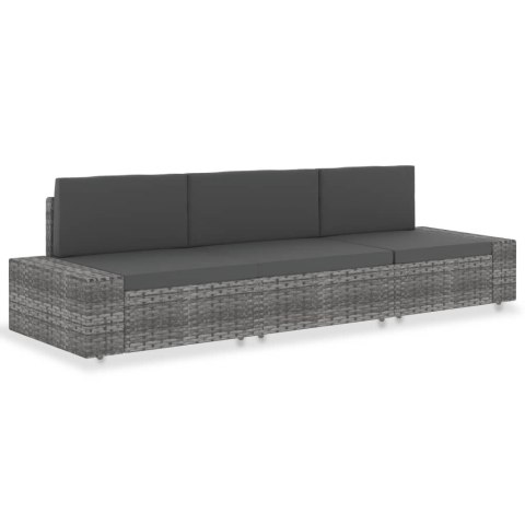  Sofa modułowa 3-osobowa, rattan PE, szara Lumarko!