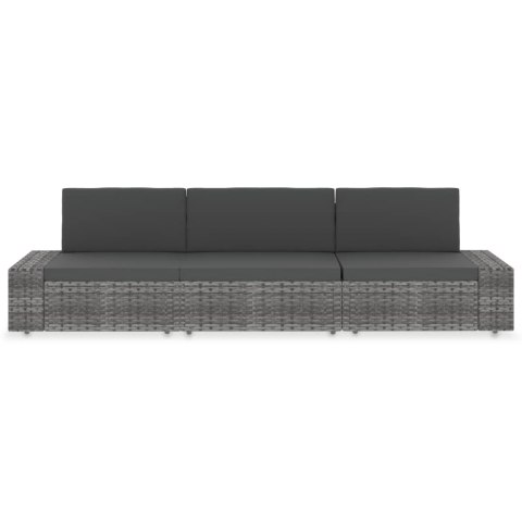  Sofa modułowa 3-osobowa, rattan PE, szara Lumarko!