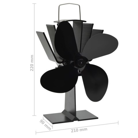  Zasilany ciepłem wentylator kominkowy, 4 łopatki, czarny Lumarko!