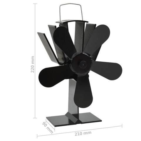  Zasilany ciepłem wentylator kominkowy, 5 łopatek, czarny Lumarko!