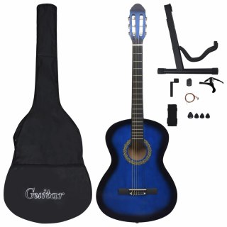  12-częściowy zestaw z gitarą klasyczną, niebieski, 4/4, 39" Lumarko!