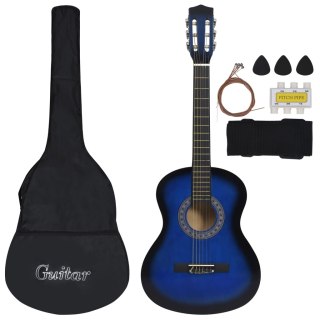  8-cz. zestaw z gitarą klasyczną dla dzieci, niebieski 3/4 (36") Lumarko!