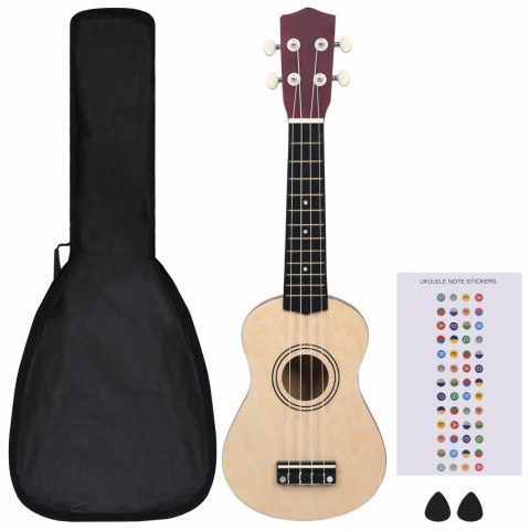  Ukulele sopranowe z pokrowcem, dla dzieci, jasne drewno, 21" Lumarko!