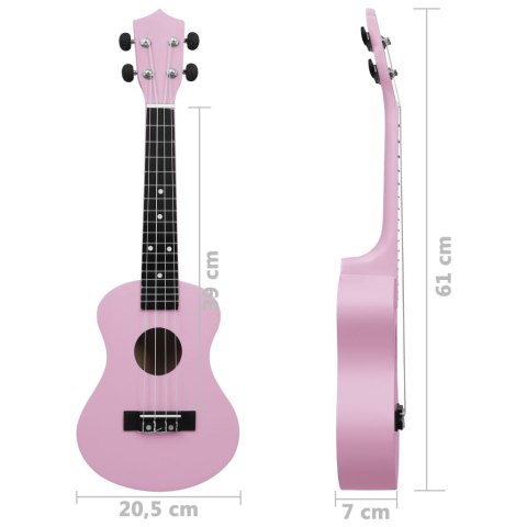  Ukulele sopranowe z pokrowcem, dla dzieci, różowe, 23" Lumarko!